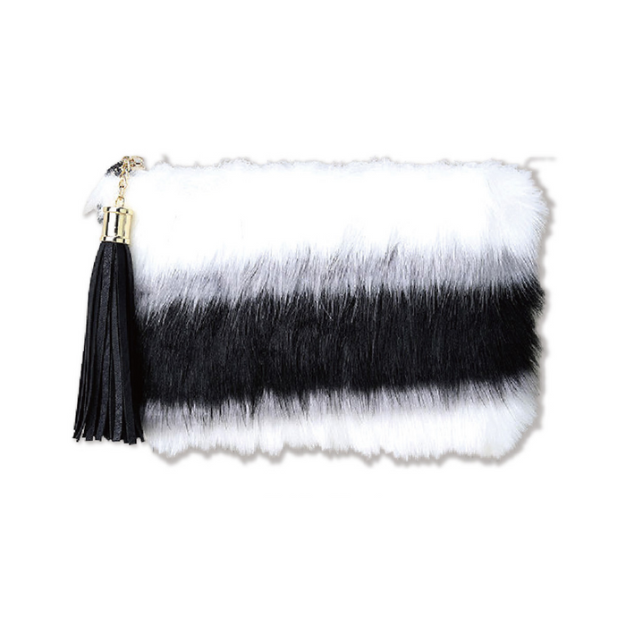 Furry Black & White Pencil Pouch