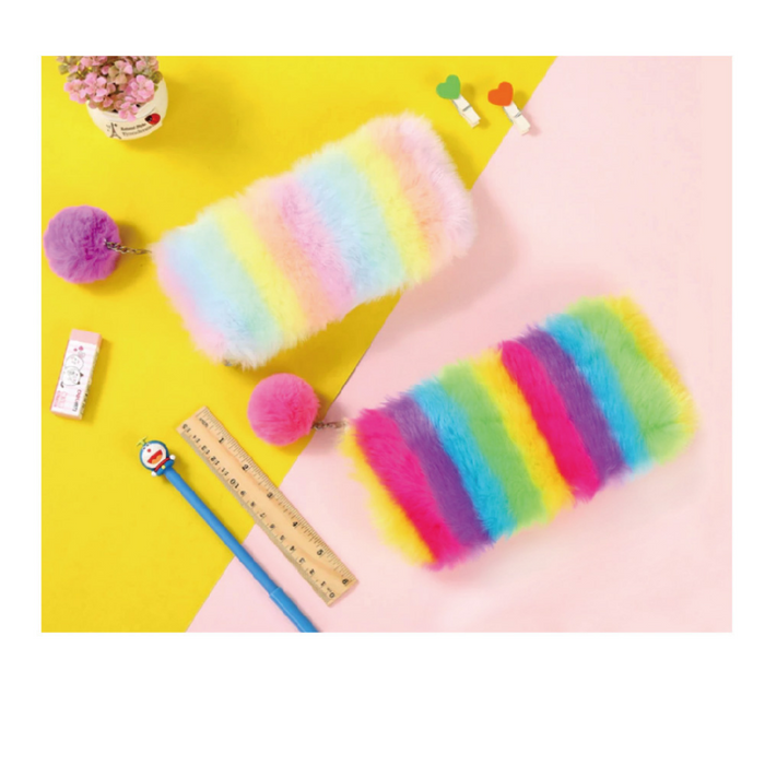 Furry Rainbow Pencil Pouch