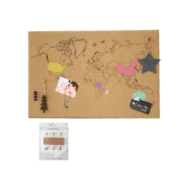 World Map Cork Board